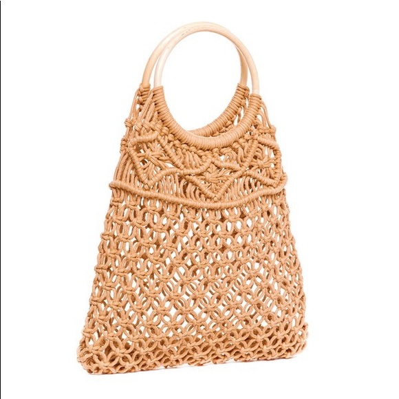 Camel Boho Macrame Woven Bag - Picture 4 of 5